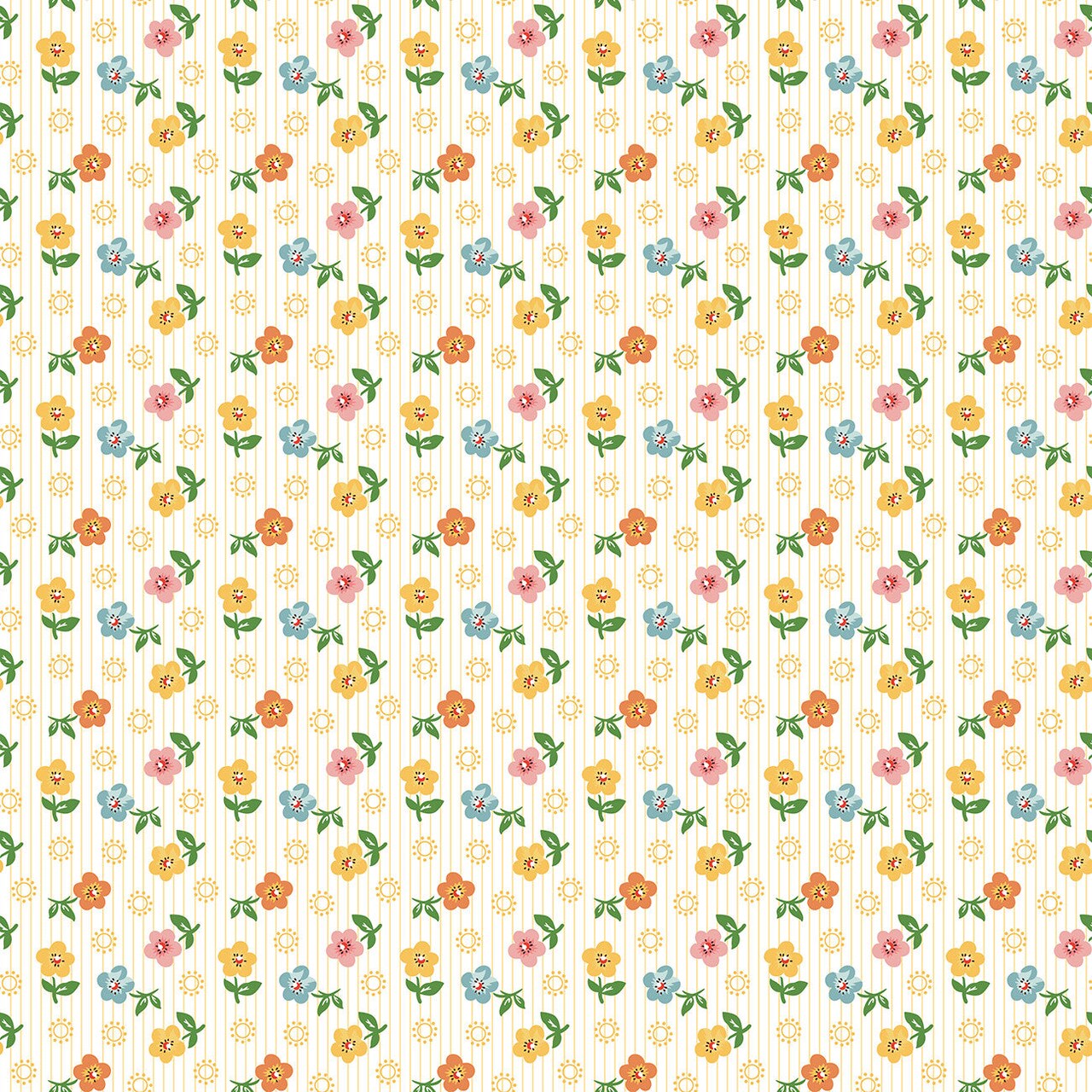 Fabric Poppie Cotton Multi Sugar Petals Flower Market by the Quarter Yard FM25413